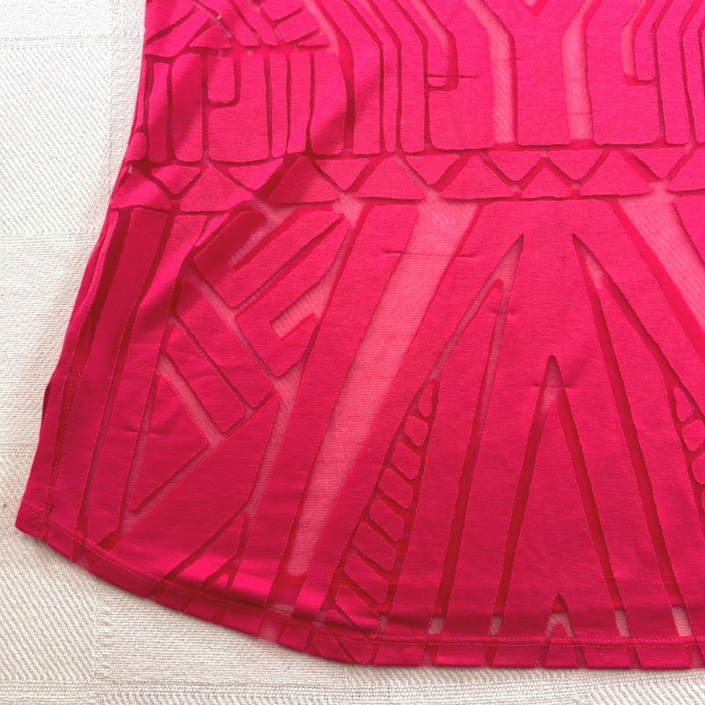 Nicole by Nicole Miller Hot Pink Geometric Burnout Tank Top Womens Medium Modern - Picture 4 of 7